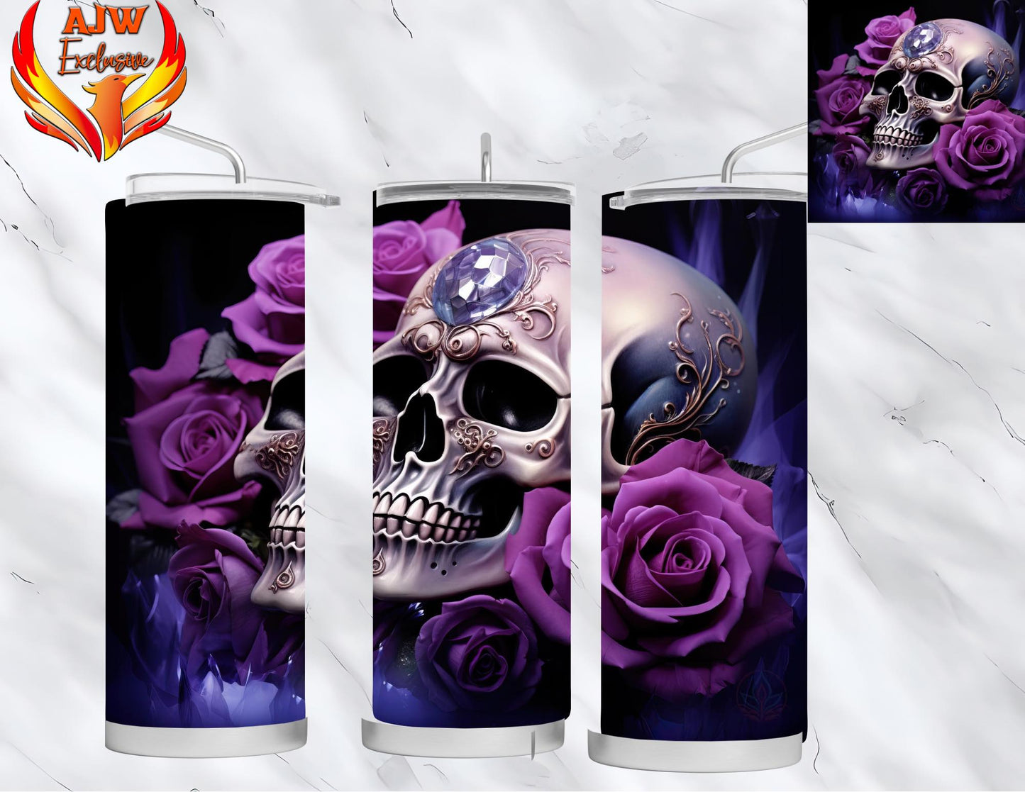 Purple Rose & Skull